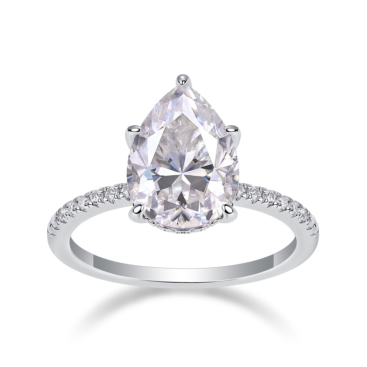 Andromeda Ring Moissanite Pear 9x13 S925 Silver