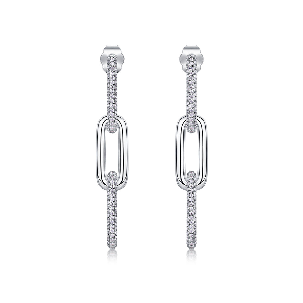 Infinity Chain Moissanite Earrings - Silver