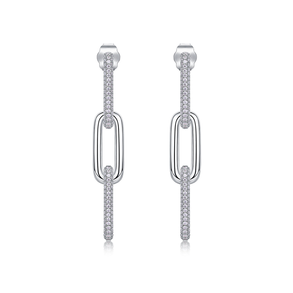 Infinity Chain Moissanite Earrings - Silver