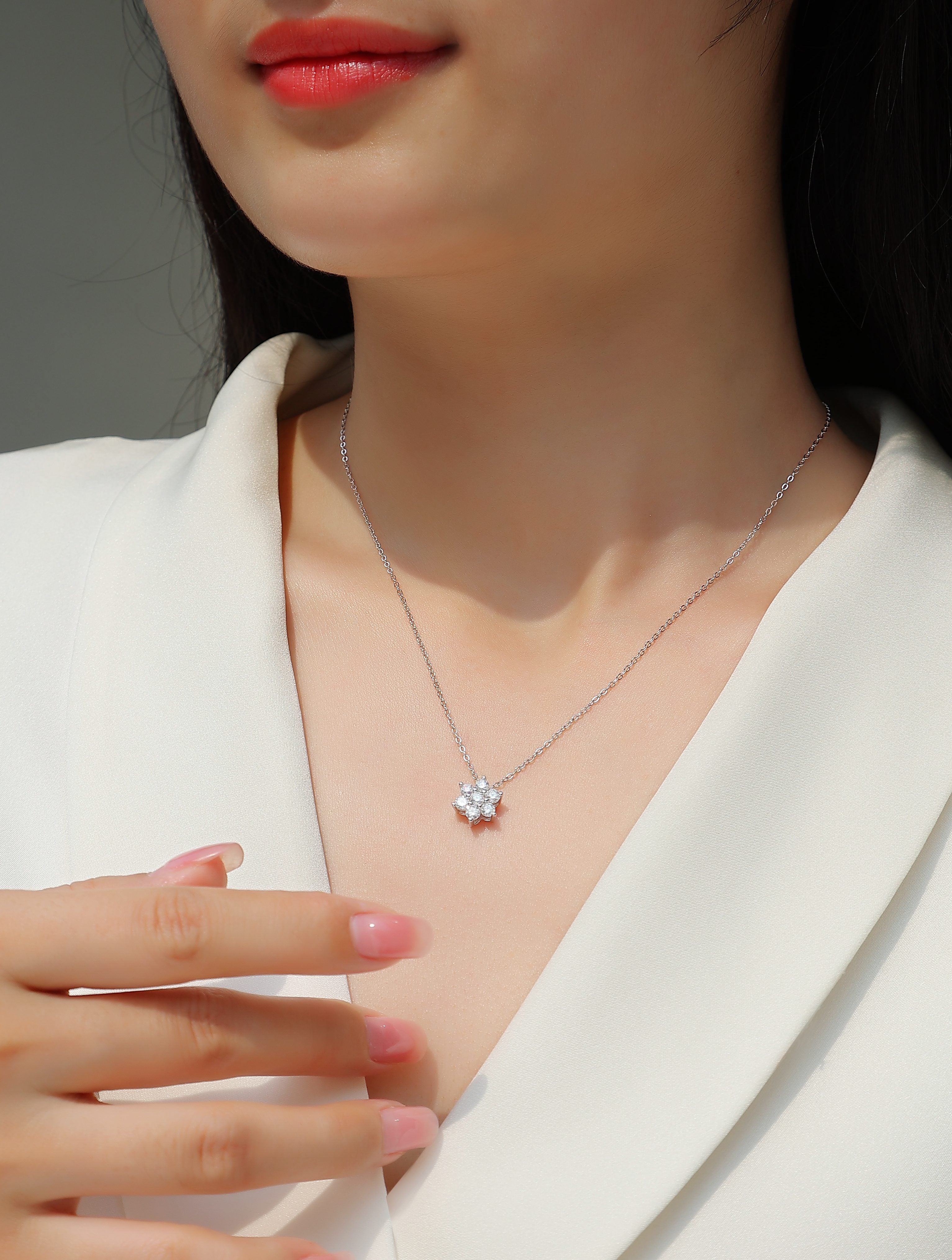 Winter Sparkle Moissanite Necklace - S925 Silver 40cm