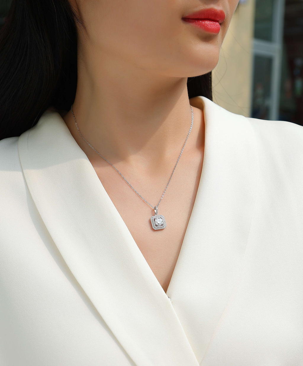 Amulet Vision Necklace - Moissanite 1ct Silver 40cm