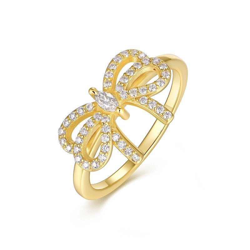 Royal Bow Ring - Moissanite Gold-Plated Silver