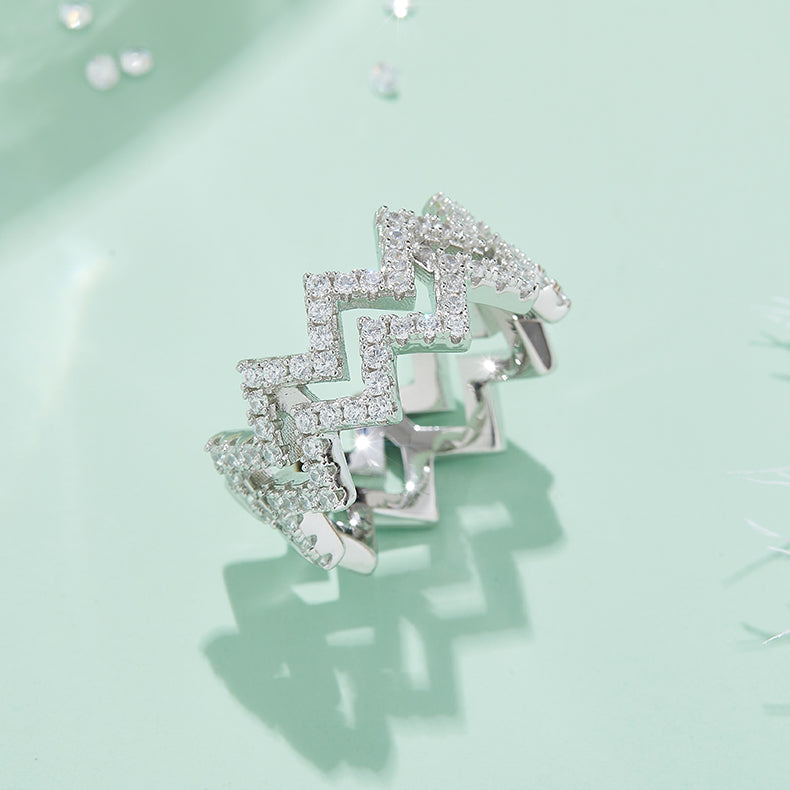 Axial Tilt Moissanite Ring S925 Silver