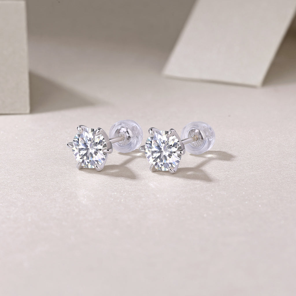 Moissanite Stud Earrings 1ct S925 Silver Platinum