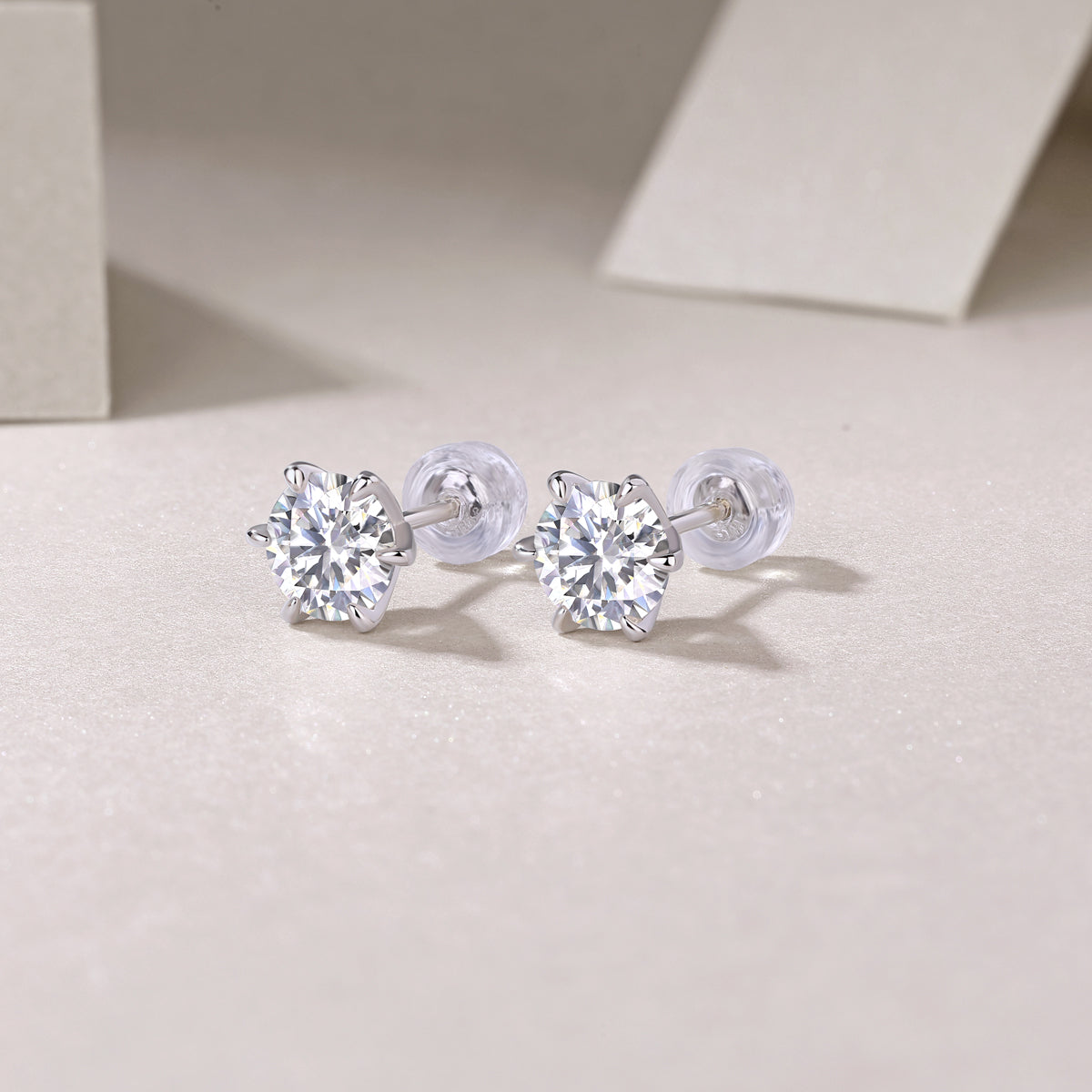 Moissanite Stud Earrings 1ct S925 Silver Platinum