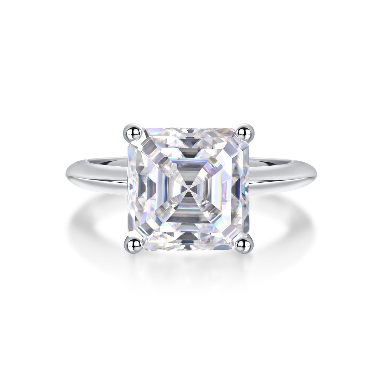 Antares Moissanite Fire Ring - Silver Square 10mm