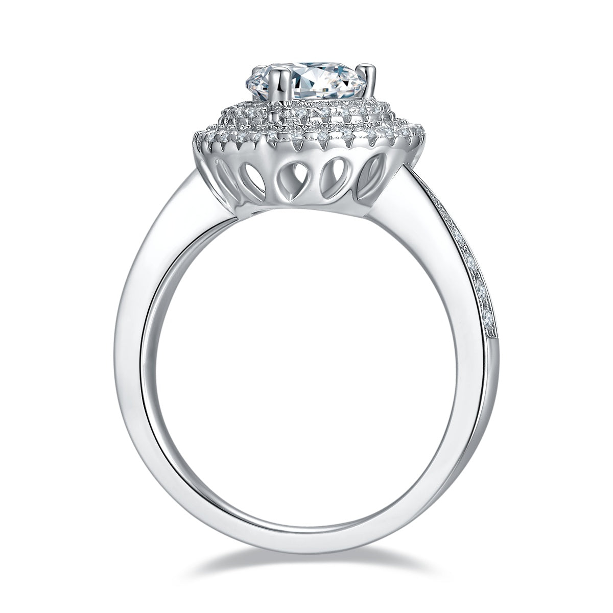 Mimosa Ring Heart Moissanite Silver
