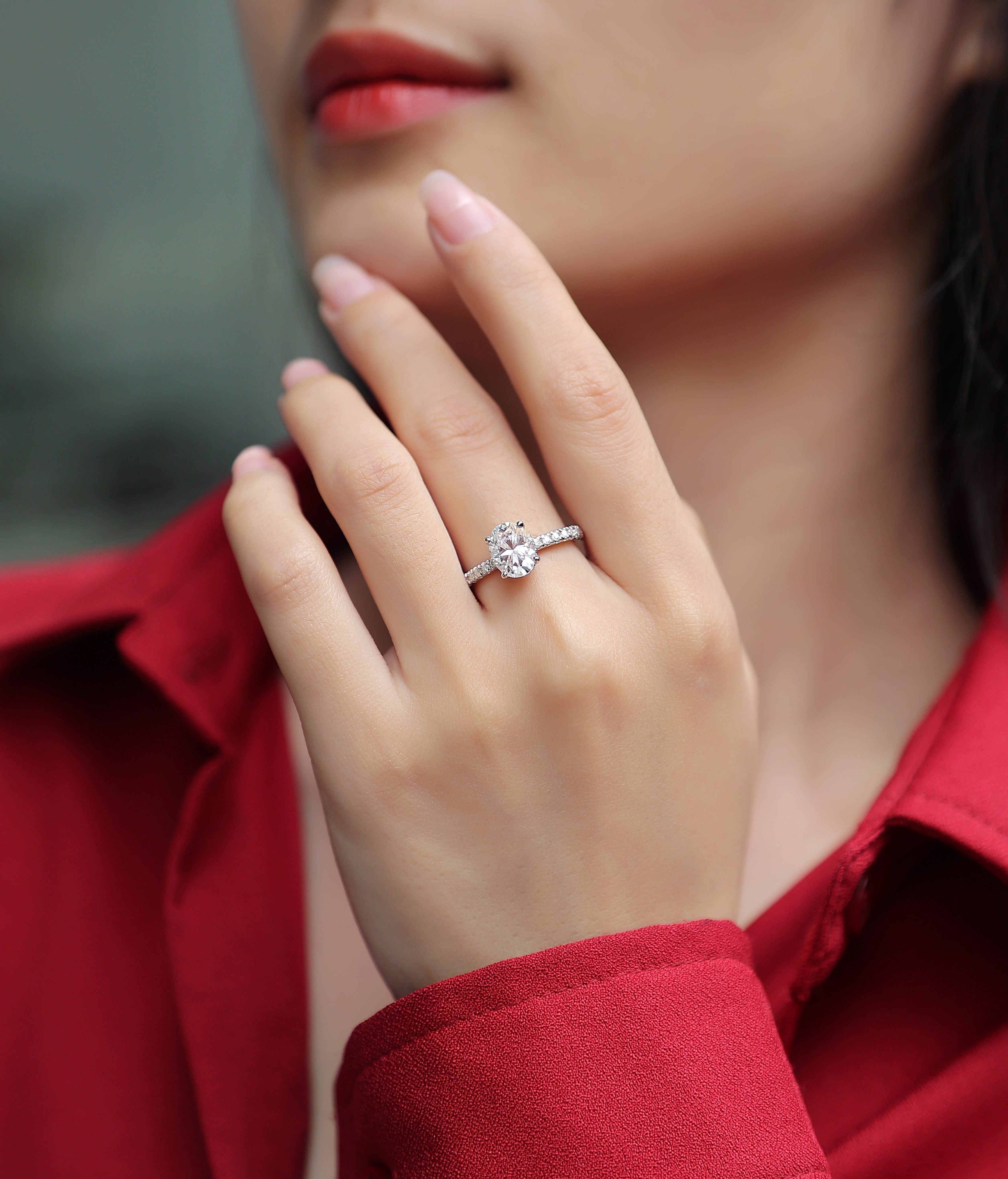 Aurora Oval Moissanite Ring - S925 Silver