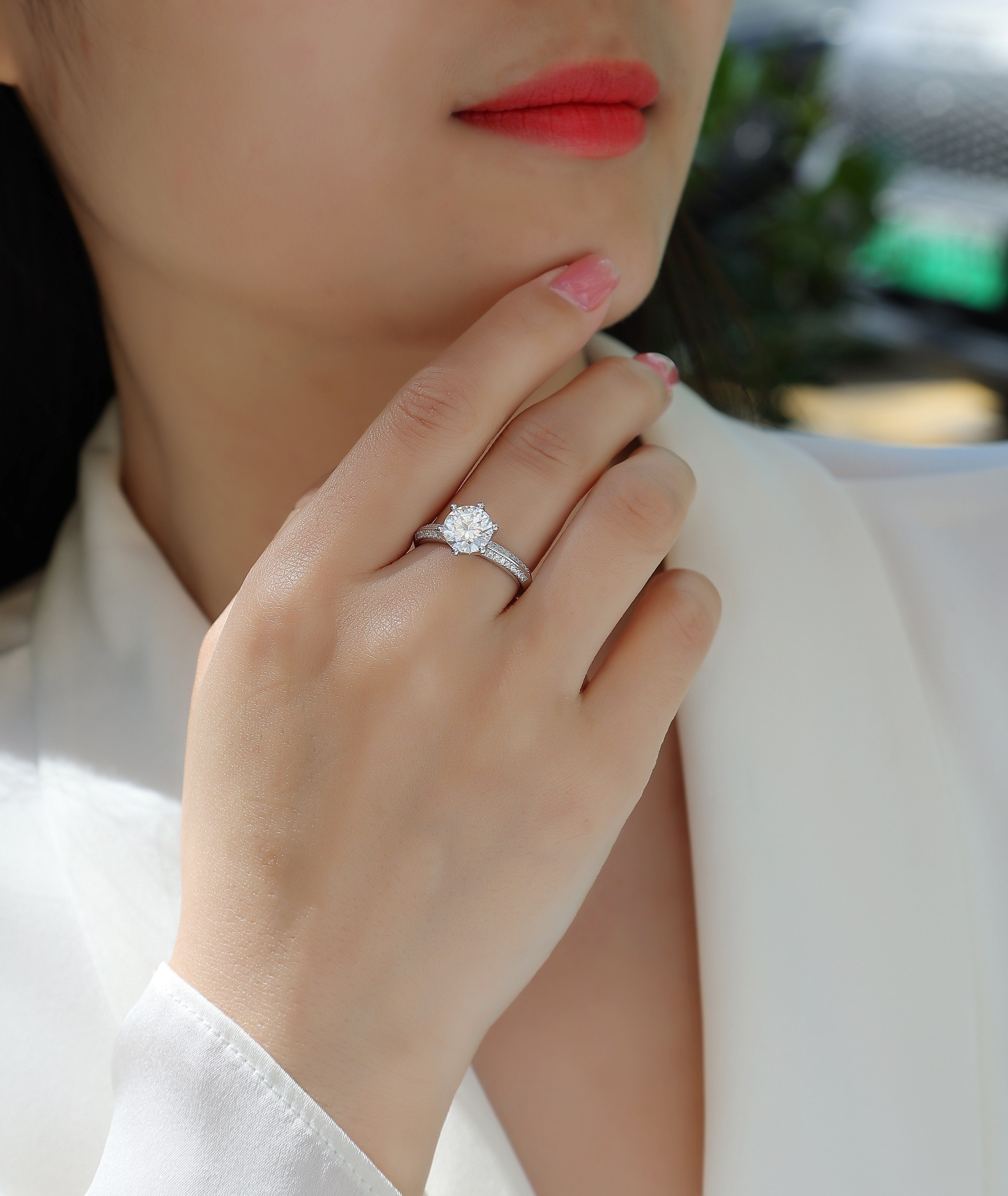 Moissanite Ring 2 Carat Silver Plated