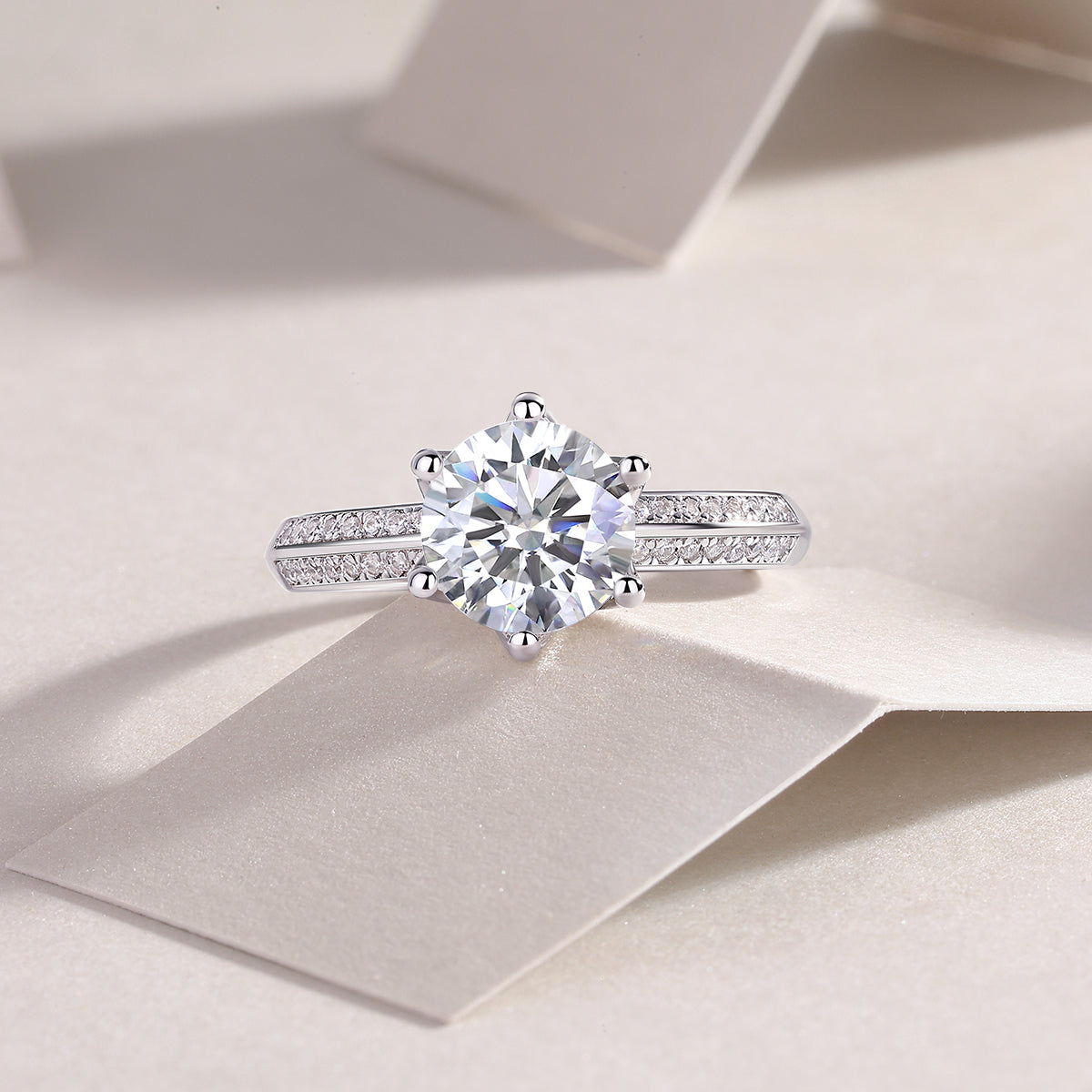 Moissanite Ring 2 Carat Silver Plated