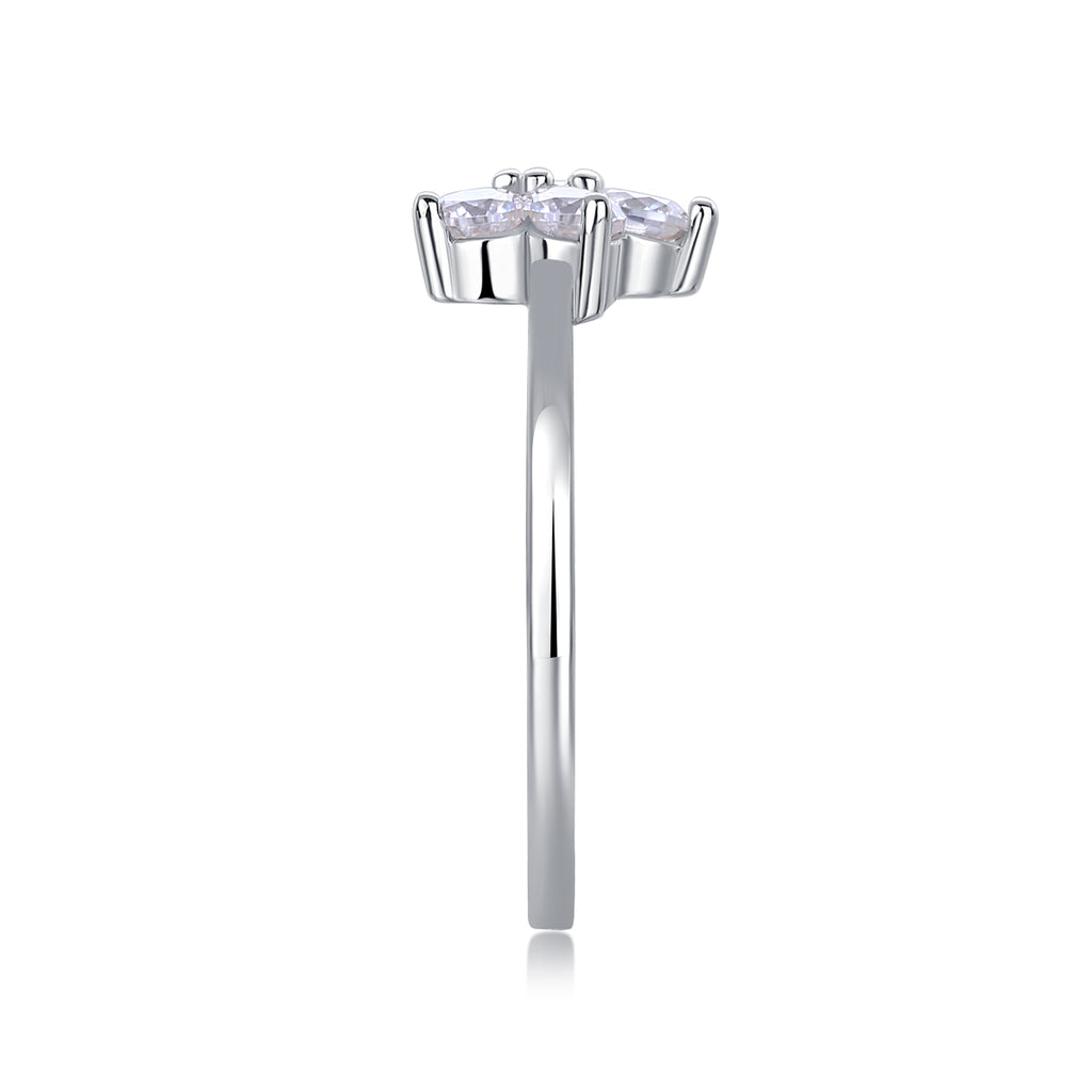 Moissanite Ring - Platinum Silver Band Size 5-9