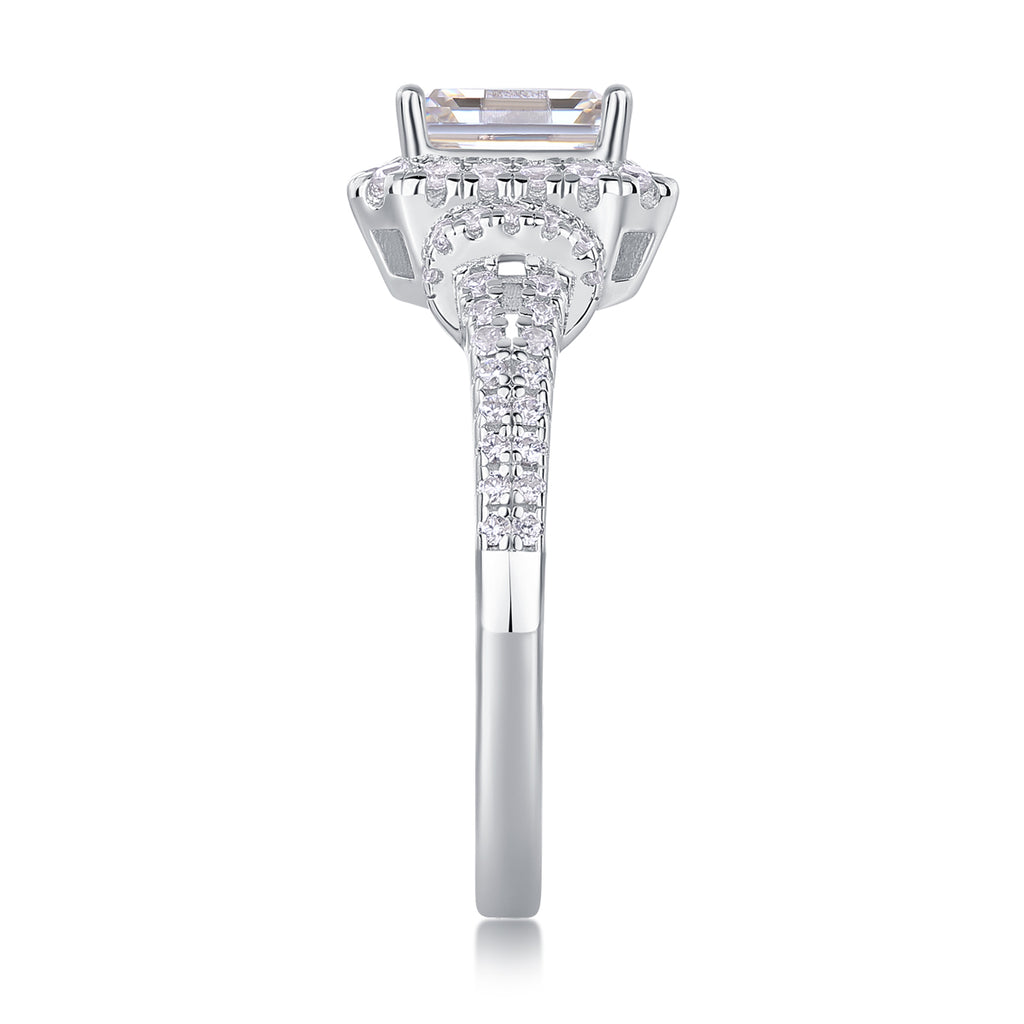 Moissanite Octagonal Ring - S925 Silver Platinum