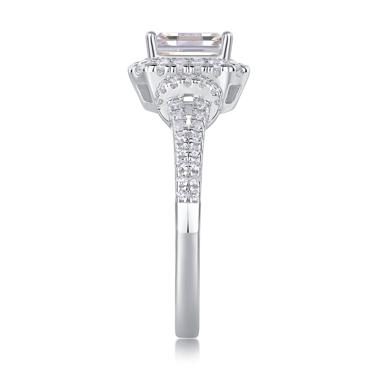 Moissanite Octagonal Ring - S925 Silver Platinum