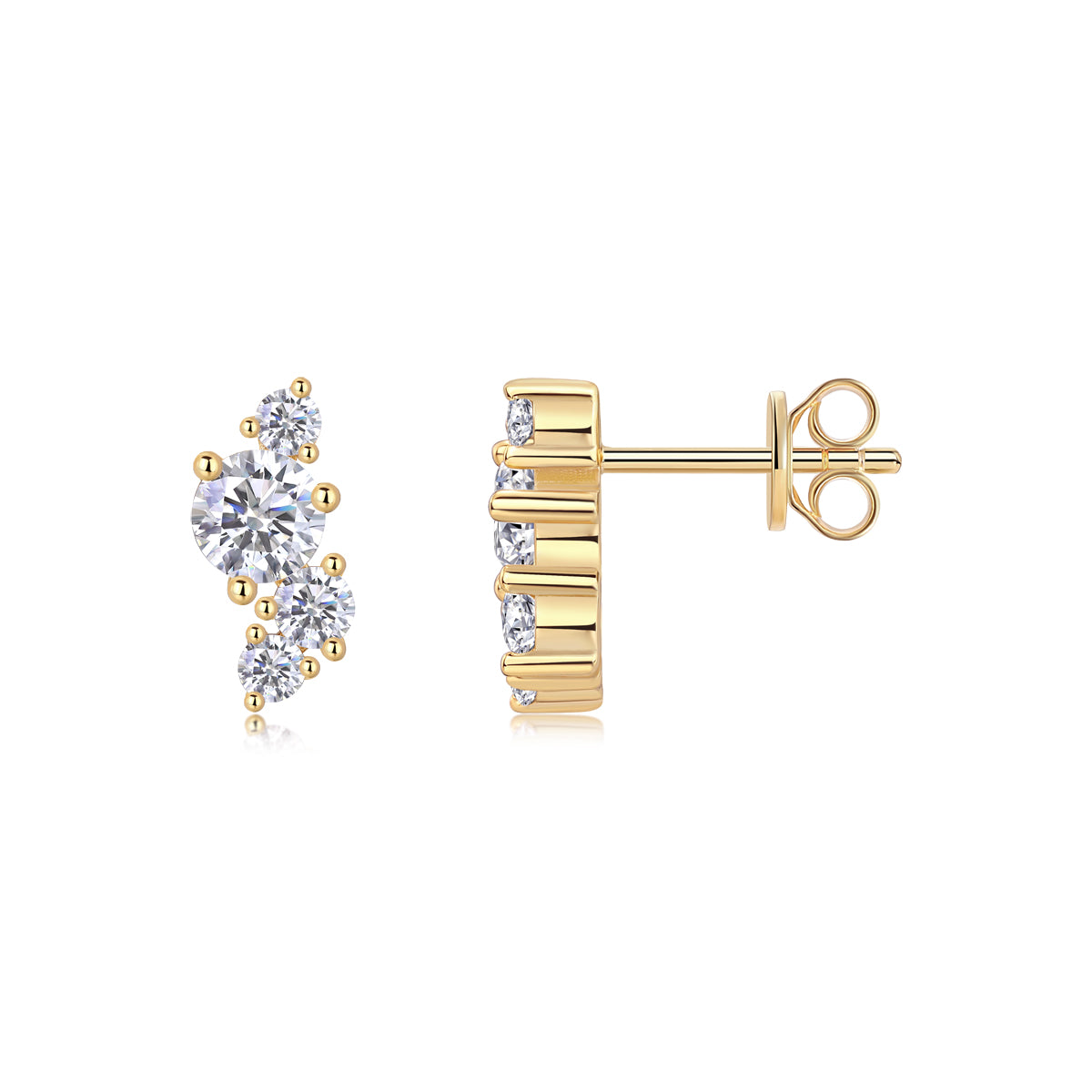 Silk Road Moissanite Stud Earrings - 0.5ct Gold