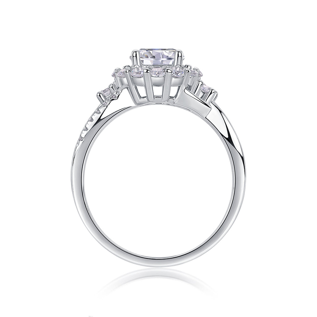 Snow Lotus Moissanite Ring 2 Carat Silver