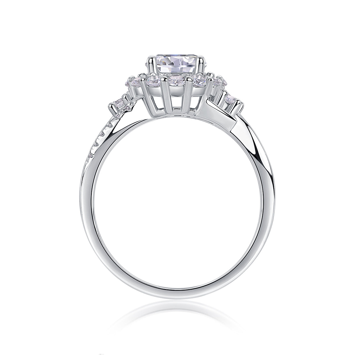 Snow Lotus Moissanite Ring 2 Carat Silver