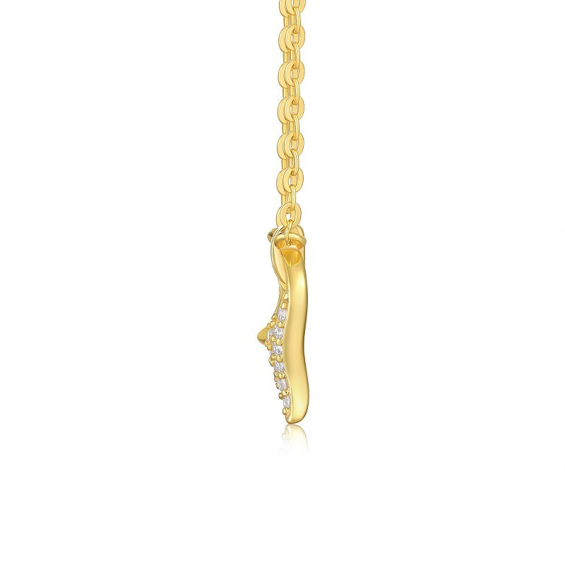 Starlace Ribbon Moissanite Necklace Gold