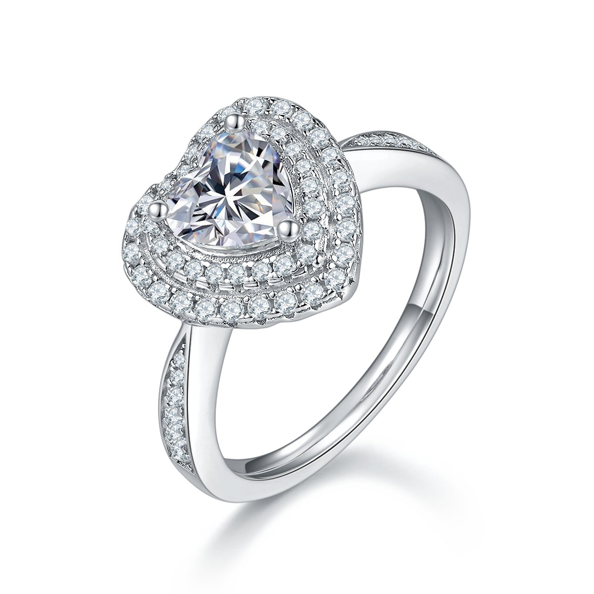 Mimosa Ring Heart Moissanite Silver