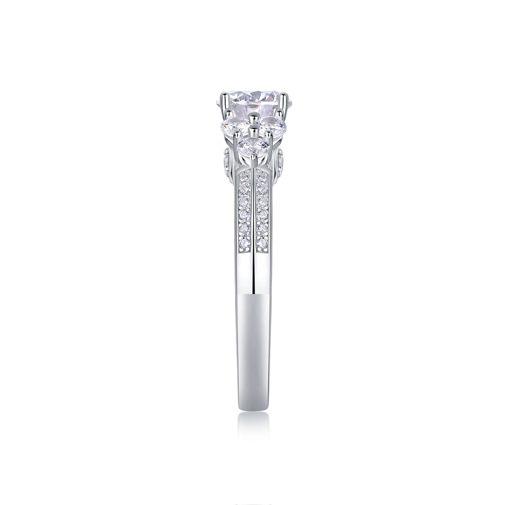 Coral Dream Moissanite Ring 1 Carat Silver