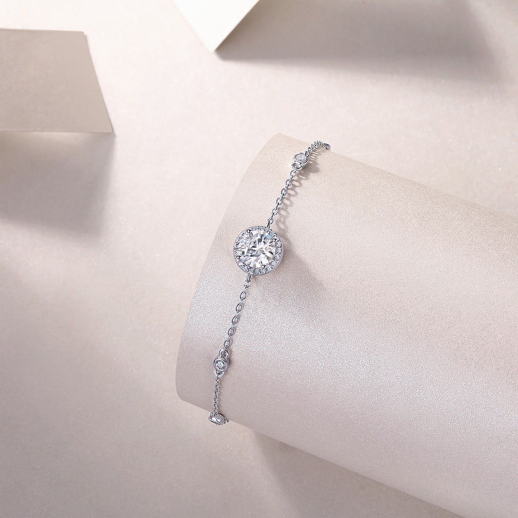 Silver Moissanite Bracelet - 1 Carat Platinum