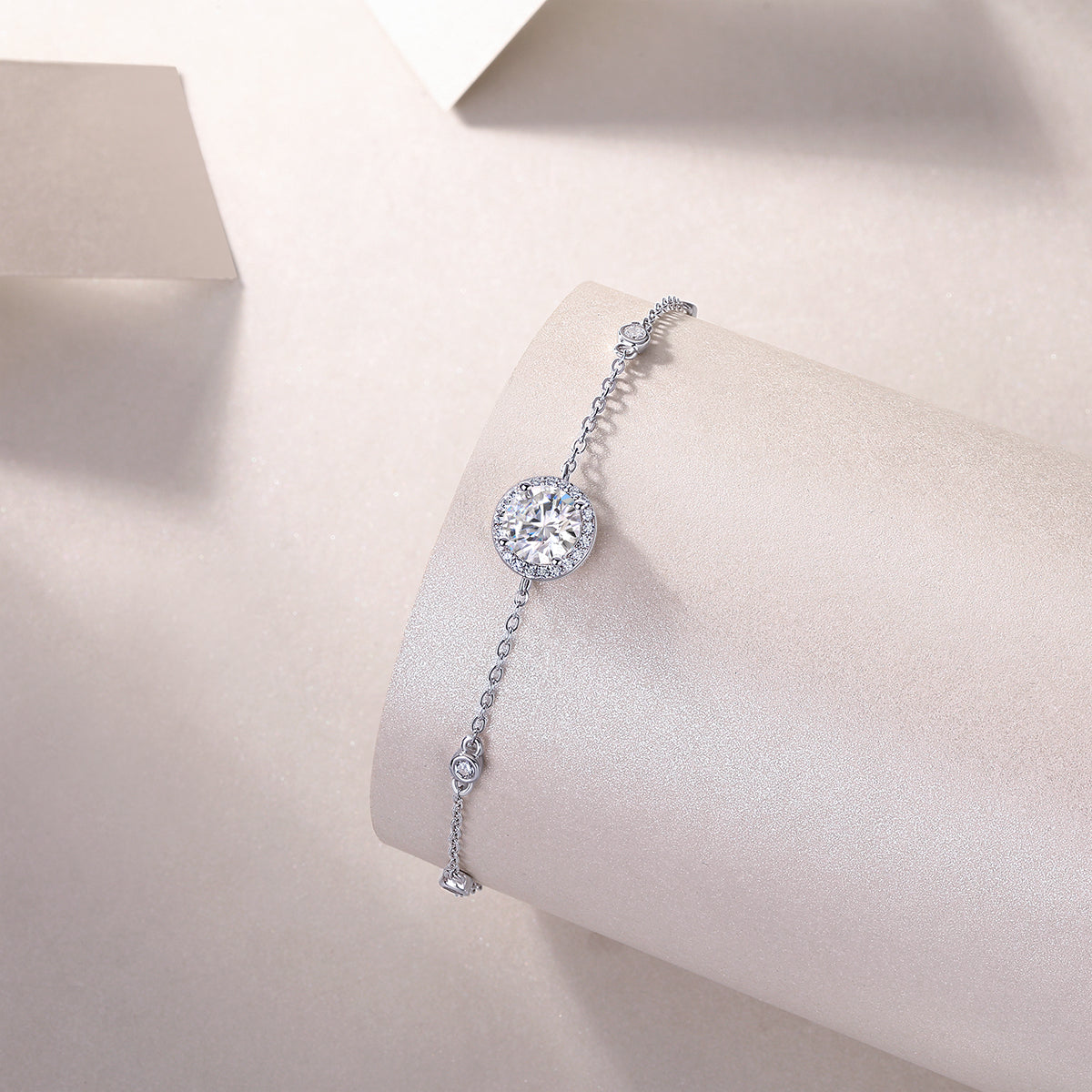 Silver Moissanite Bracelet - 1 Carat Platinum