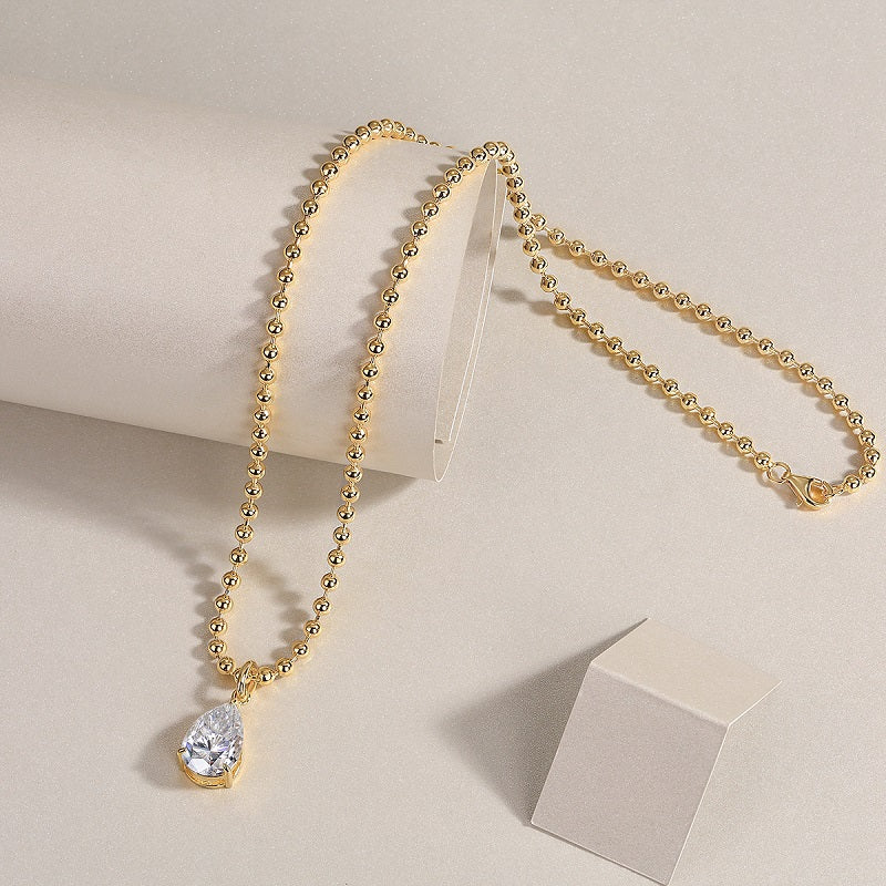 Lucid Realm Moissanite Pear Necklace Gold