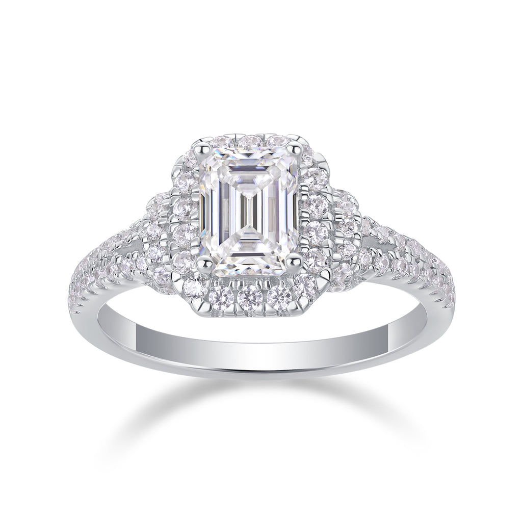 Moissanite Octagonal Ring - S925 Silver Platinum