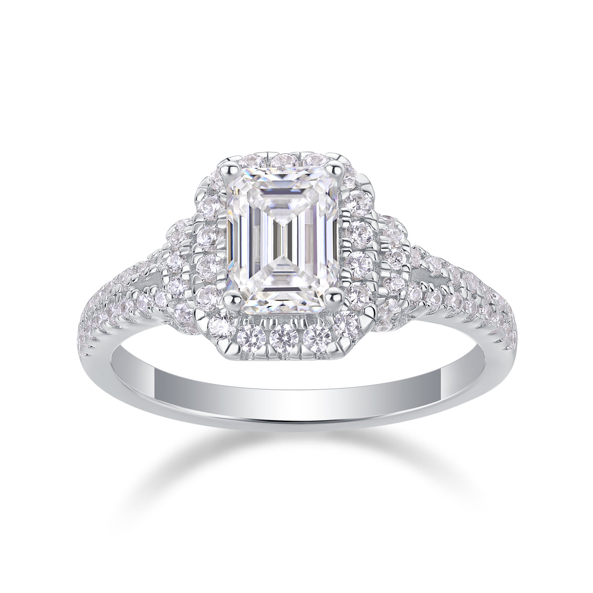 Moissanite Octagonal Ring - S925 Silver Platinum