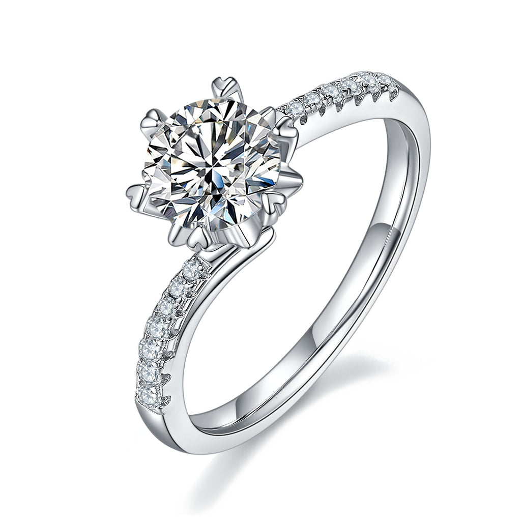 Snowflake Moissanite Ring 1ct Silver