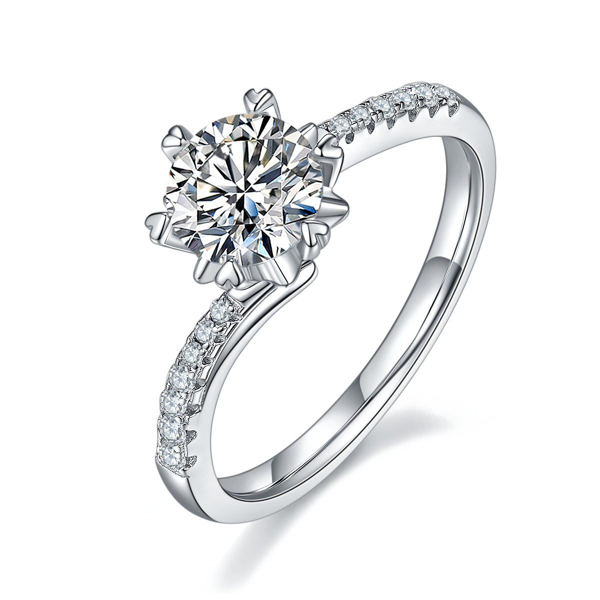 Snowflake Moissanite Ring 1ct Silver