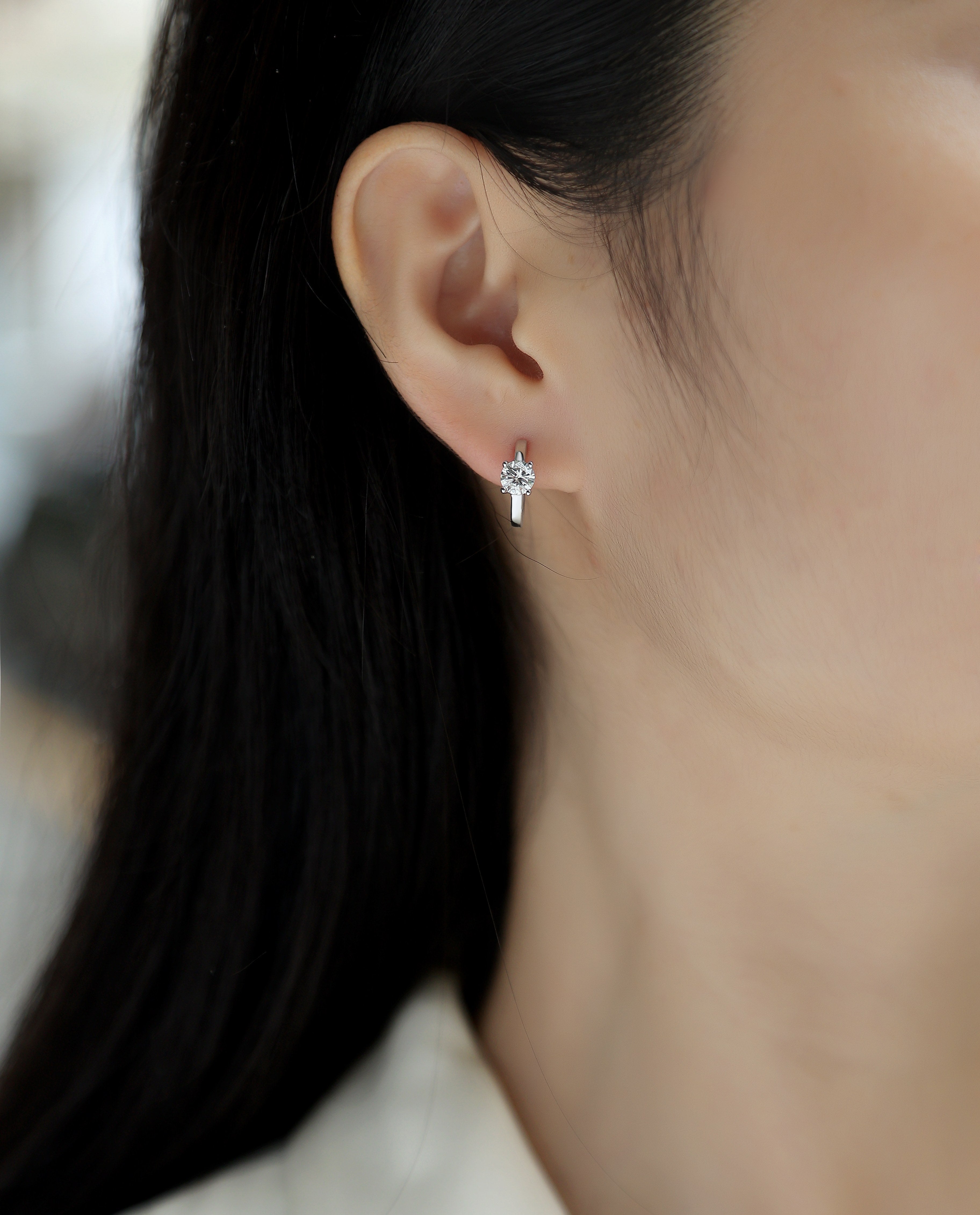 Space Grain Moissanite Earrings 0.5ct Silver