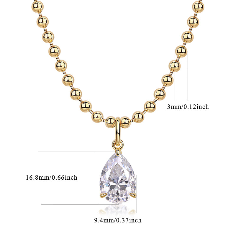 Lucid Realm Moissanite Pear Necklace Gold