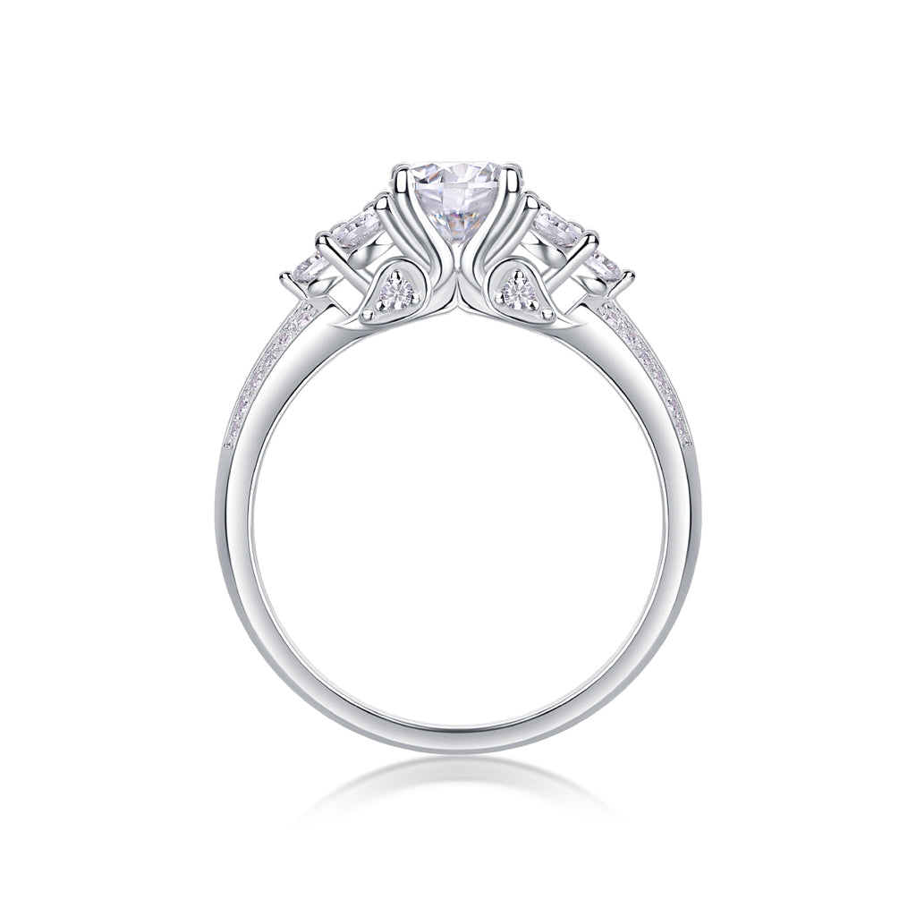 Coral Dream Moissanite Ring 1 Carat Silver