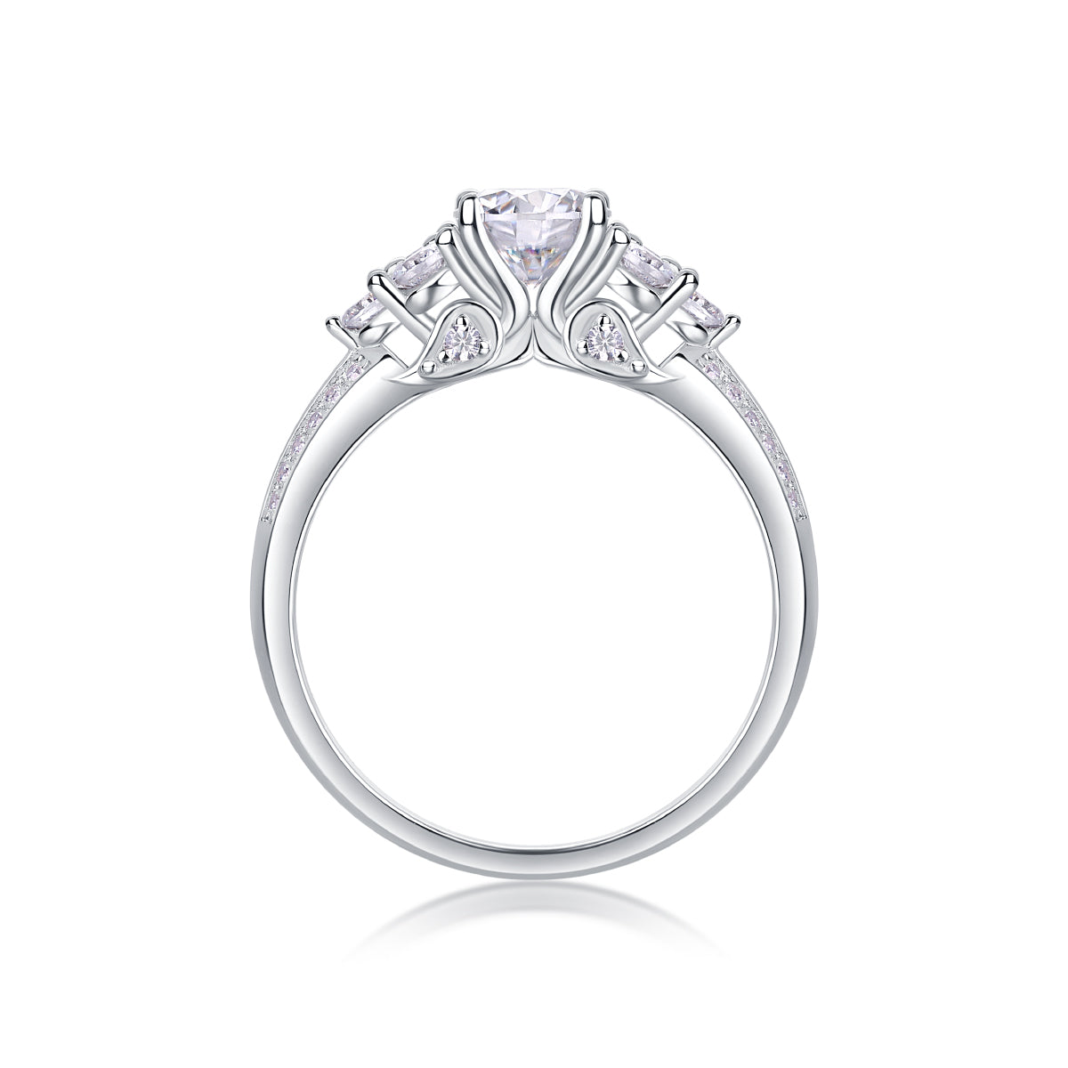 Coral Dream Moissanite Ring 1 Carat Silver