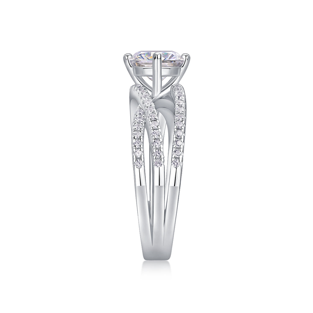 Void Sphere Moissanite Ring 1 Carat Silver