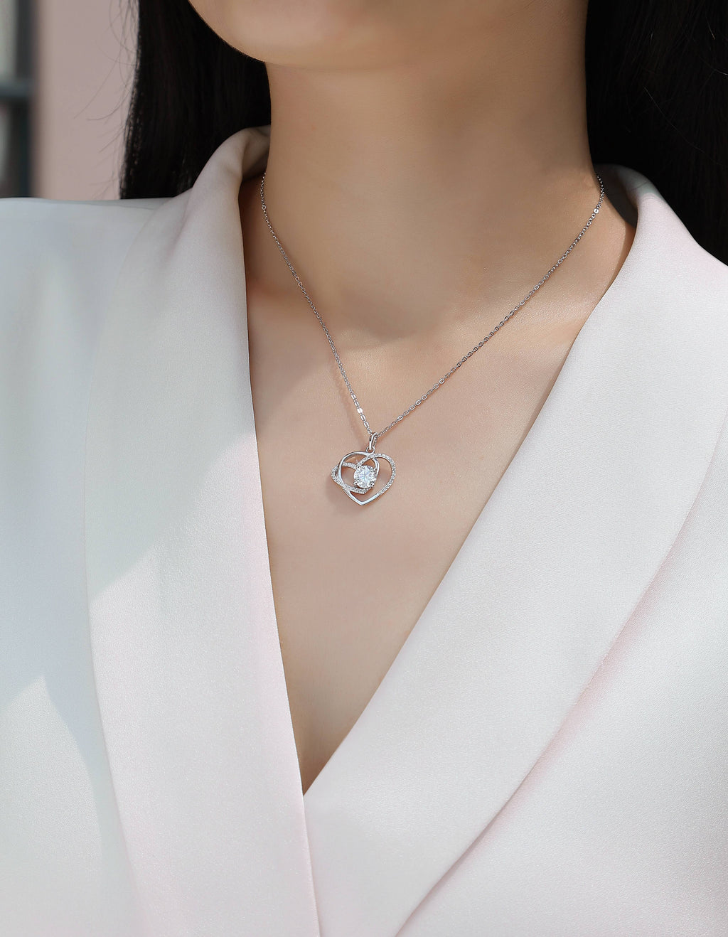 Lovely Hearts Moissanite Necklace - 1ct S925