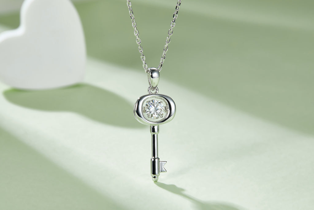 The Key To Knowledge Moissanite Necklace Silver