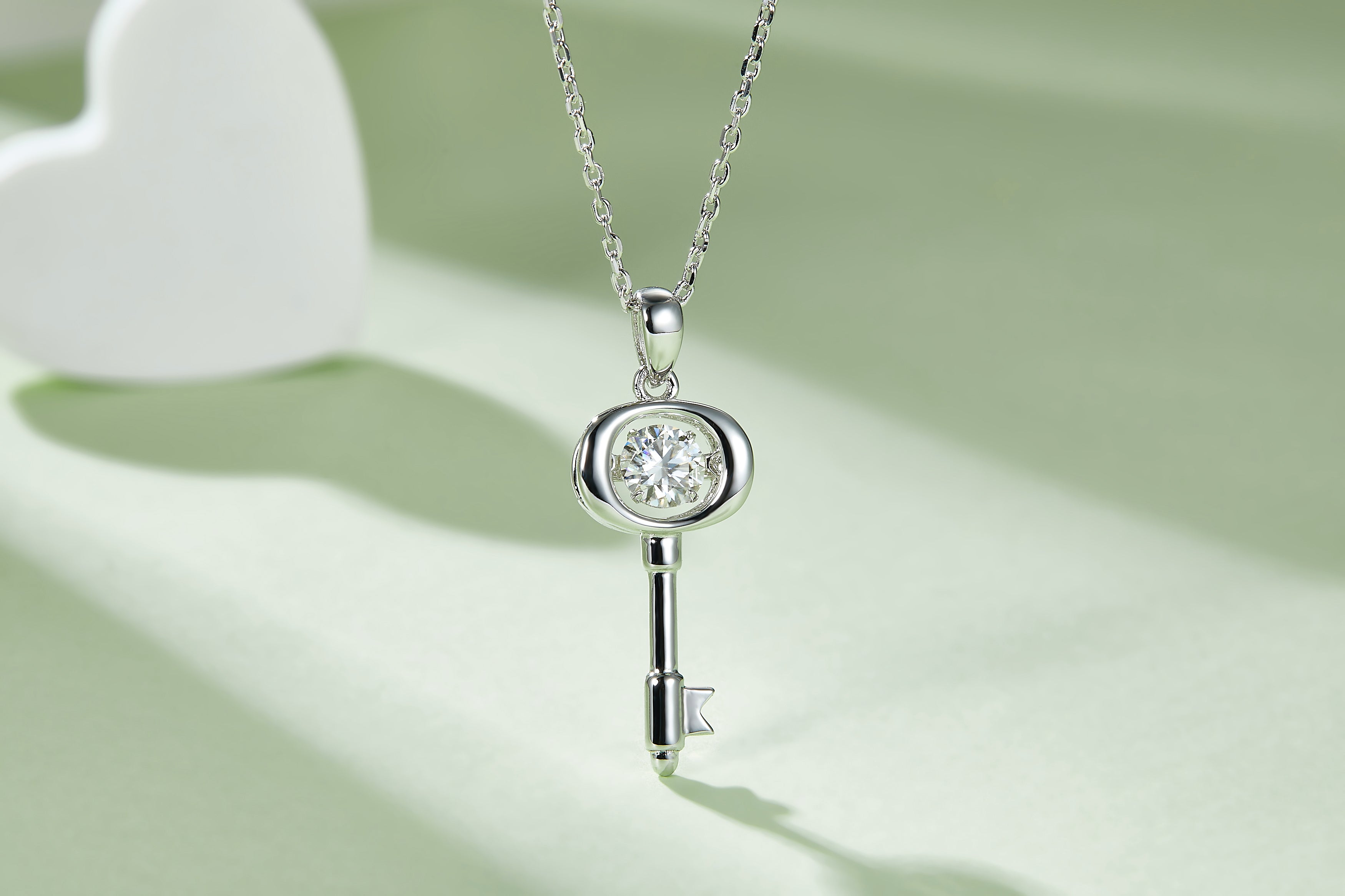 The Key To Knowledge Moissanite Necklace Silver