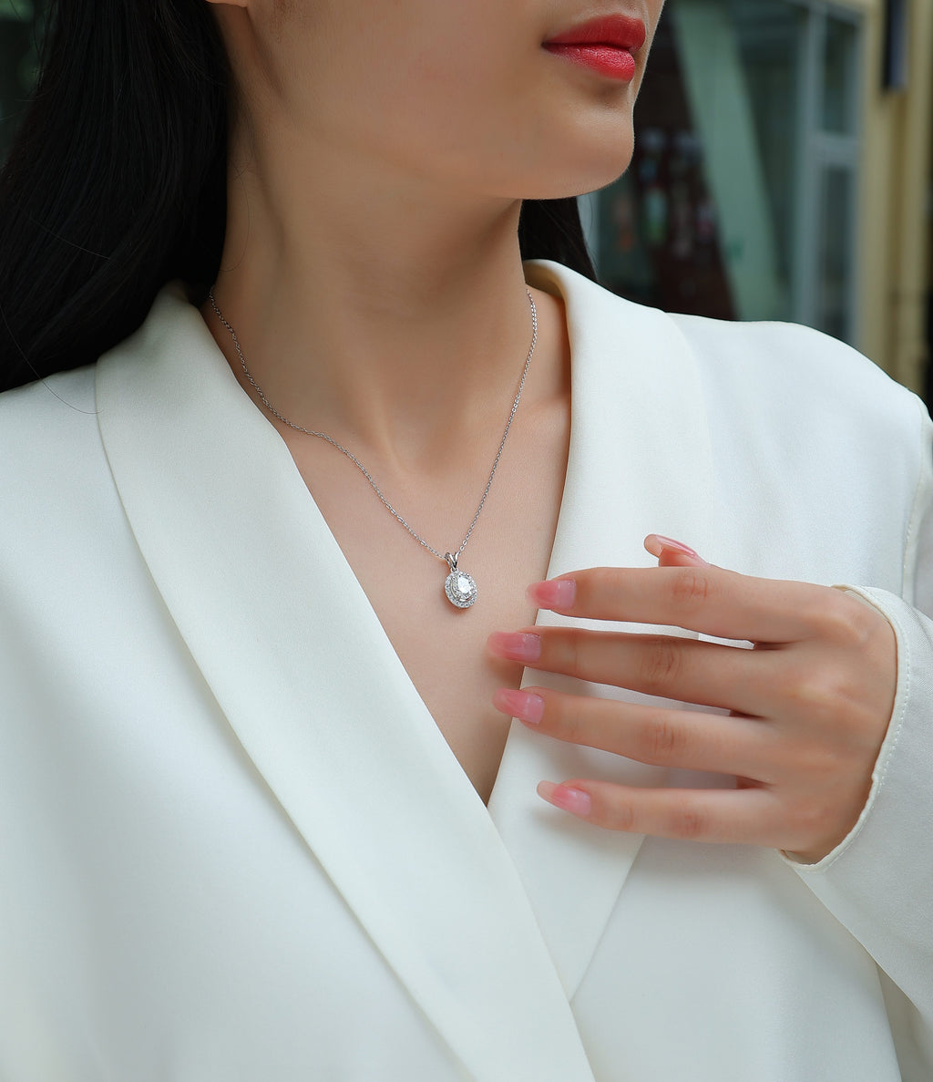 Polar Glance Moissanite Necklace - Silver 40cm