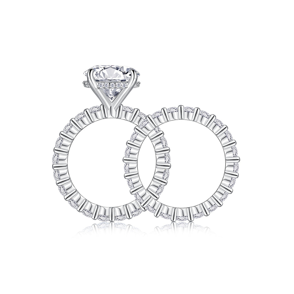 Time Vow Moissanite Ring Set 5ct Silver