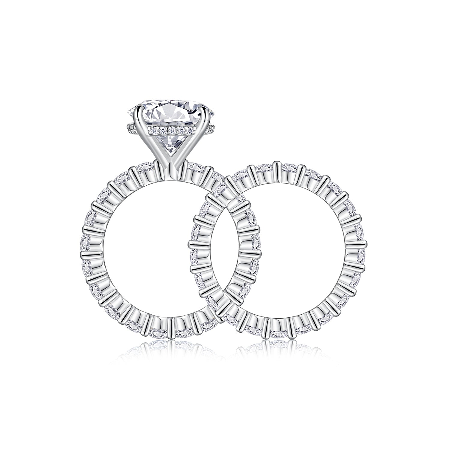 Time Vow Moissanite Ring Set 5ct Silver