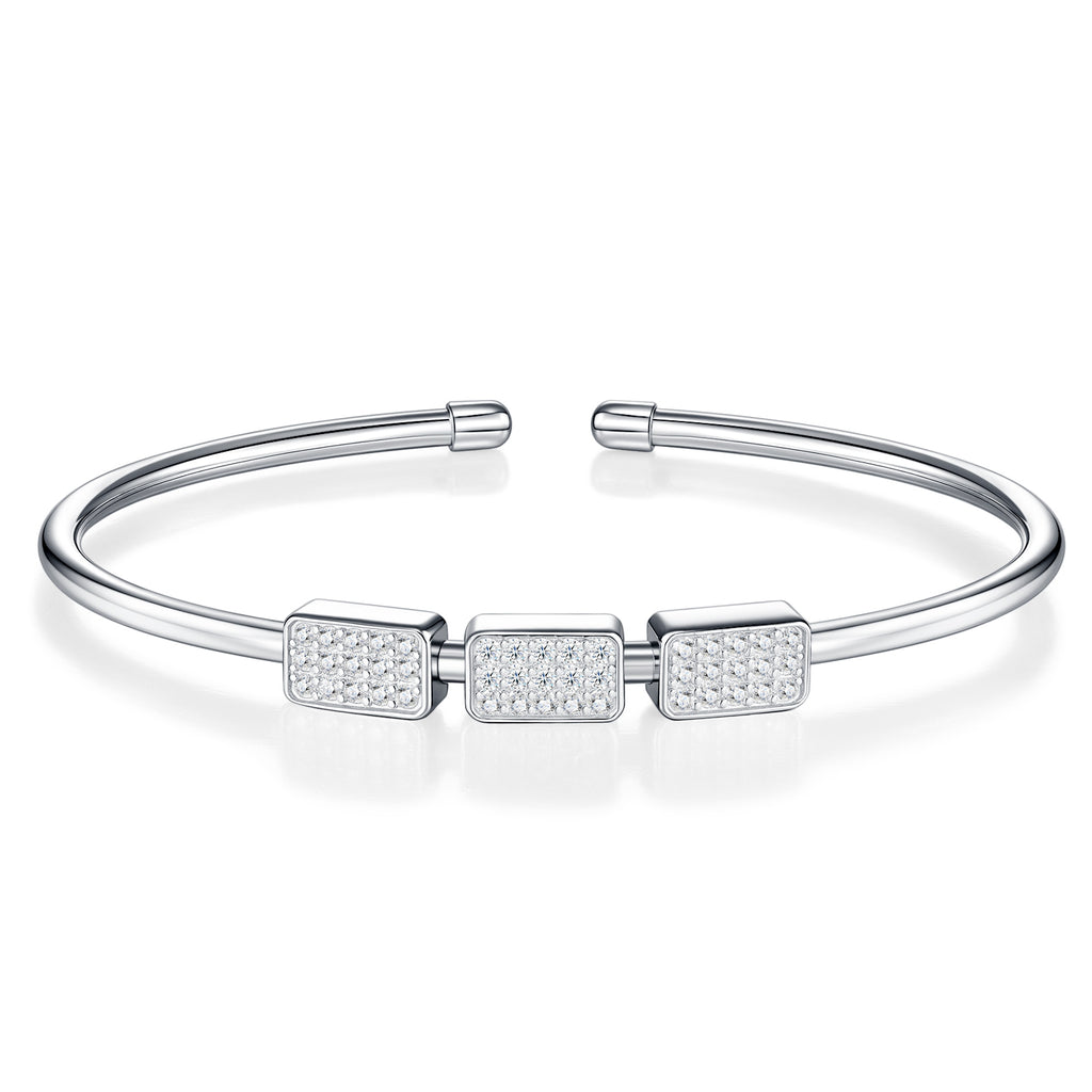 Satin Trace Moissanite Cuff S925 Silver