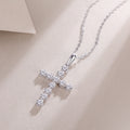 Imperial Cross Necklace Moissanite Silver 40cm