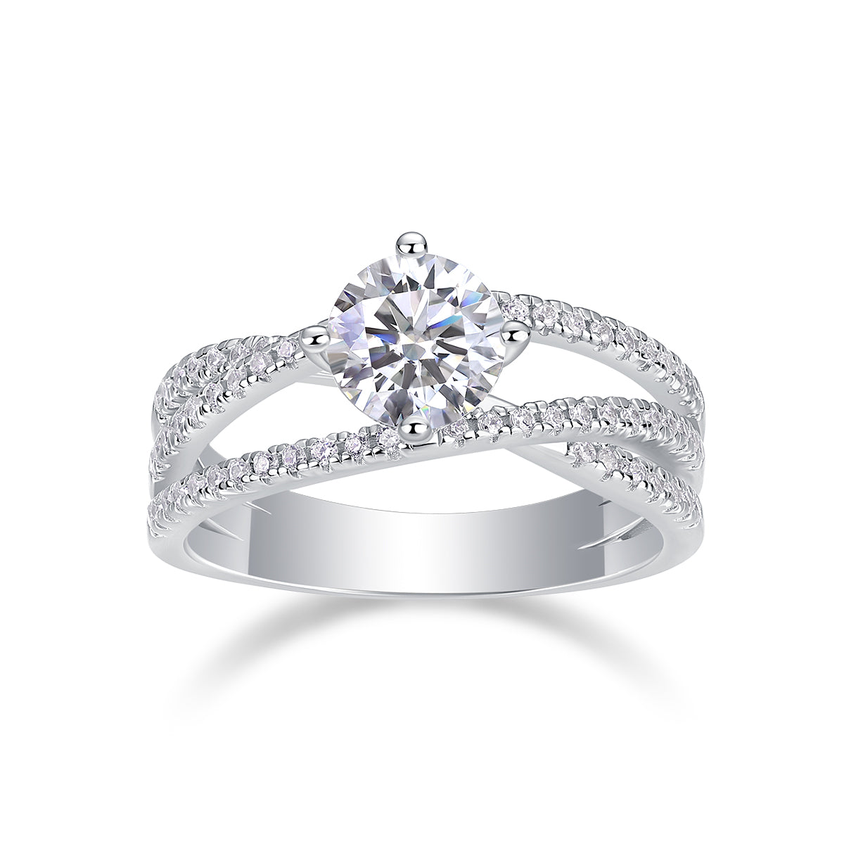 Void Sphere Moissanite Ring 1 Carat Silver