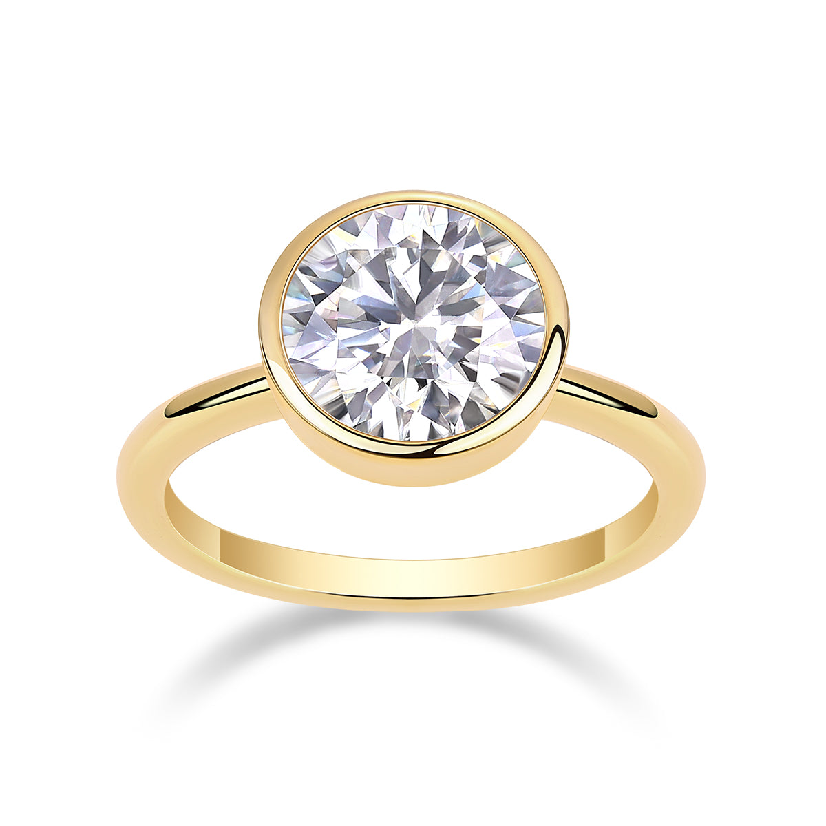 Moissanite Round Ring - Gold-Plated Silver
