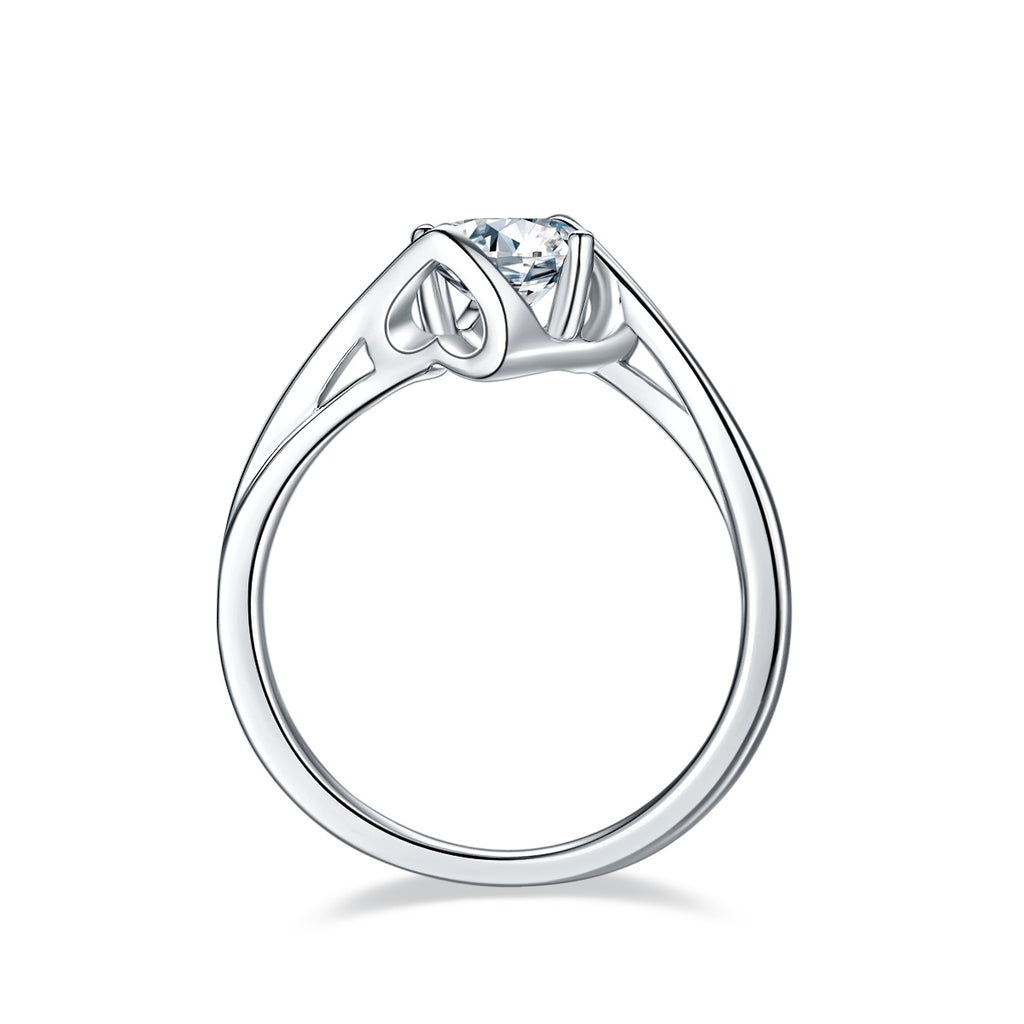 Angel's Heart Ring - Moissanite 1ct Silver