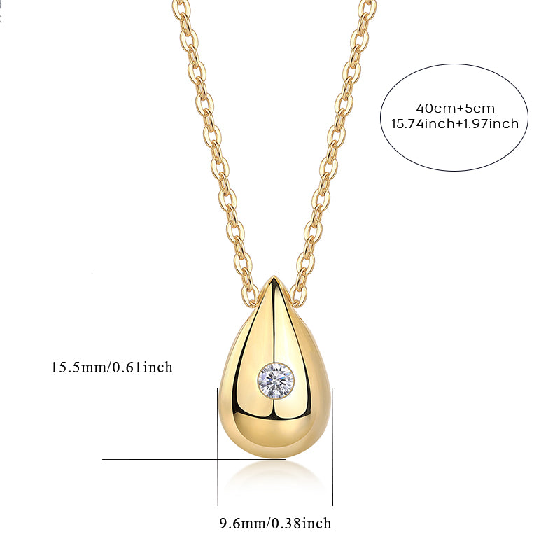 Dreamy Water Drop Moissanite Necklace Gold
