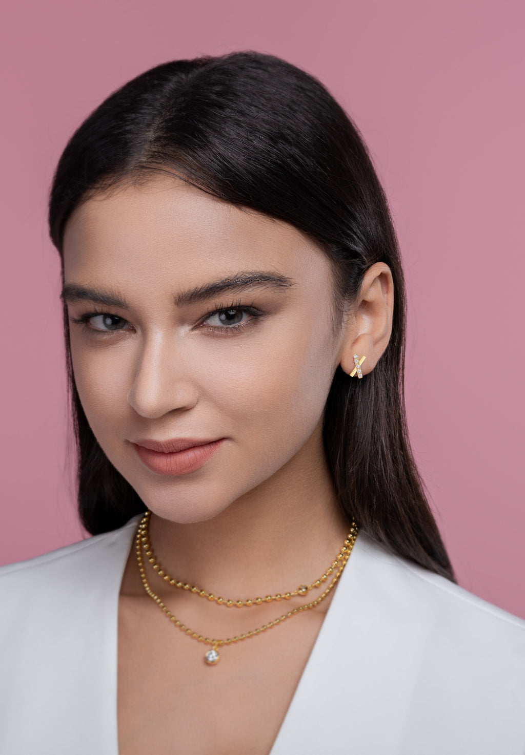 Quintessence Moissanite Stud Earrings Gold-Plated