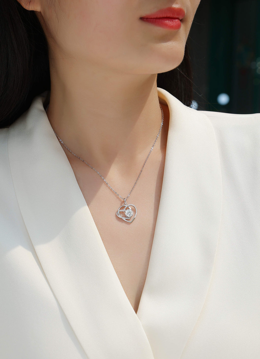 Lovely Hearts Moissanite Necklace - 1ct S925