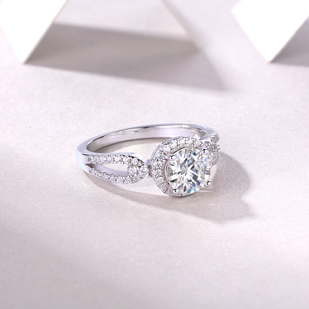 Moissanite Ring 1ct S925 Silver Platinum